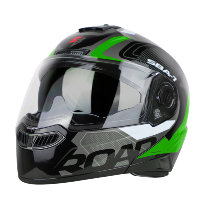 ROAD GLOSSY BLACK WITH GREEN (WITH INNER SUNSHIELD)