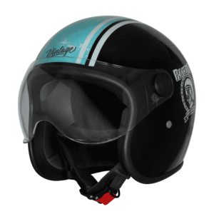 VINTAGE RACERS MAT BLACK WITH LIGHT BLUE