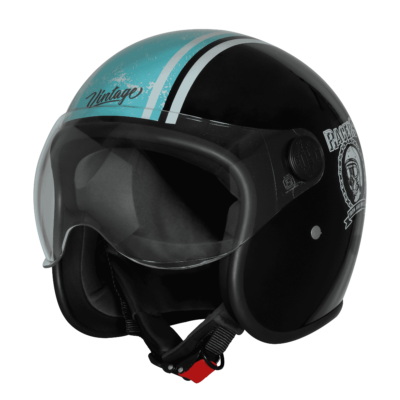 VINTAGE RACERS MAT BLACK WITH LIGHT BLUE