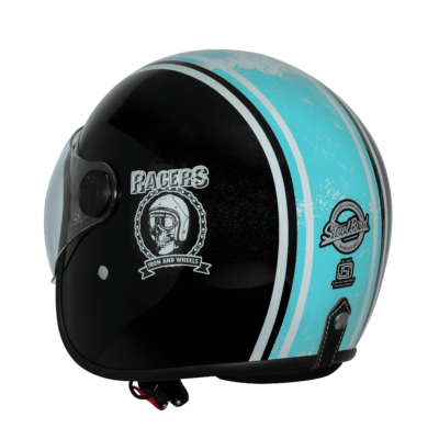 VINTAGE RACERS MAT BLACK WITH LIGHT BLUE - Image 4