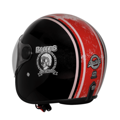 VINTAGE RACERS MAT BLACK WITH LIGHT RED - Image 4