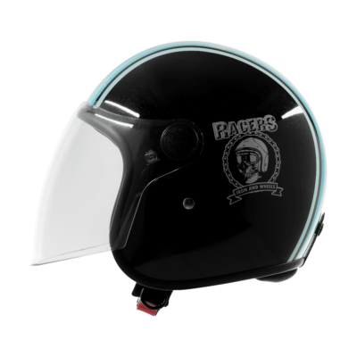 VINTAGE RACERS GLOSSY BLACK WITH LIGHT BLUE - Image 3