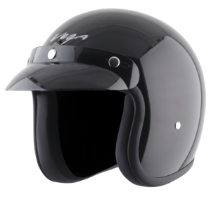 JET WITH PEAK HELMET BLACK