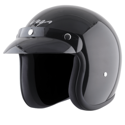 JET WITH PEAK HELMET BLACK
