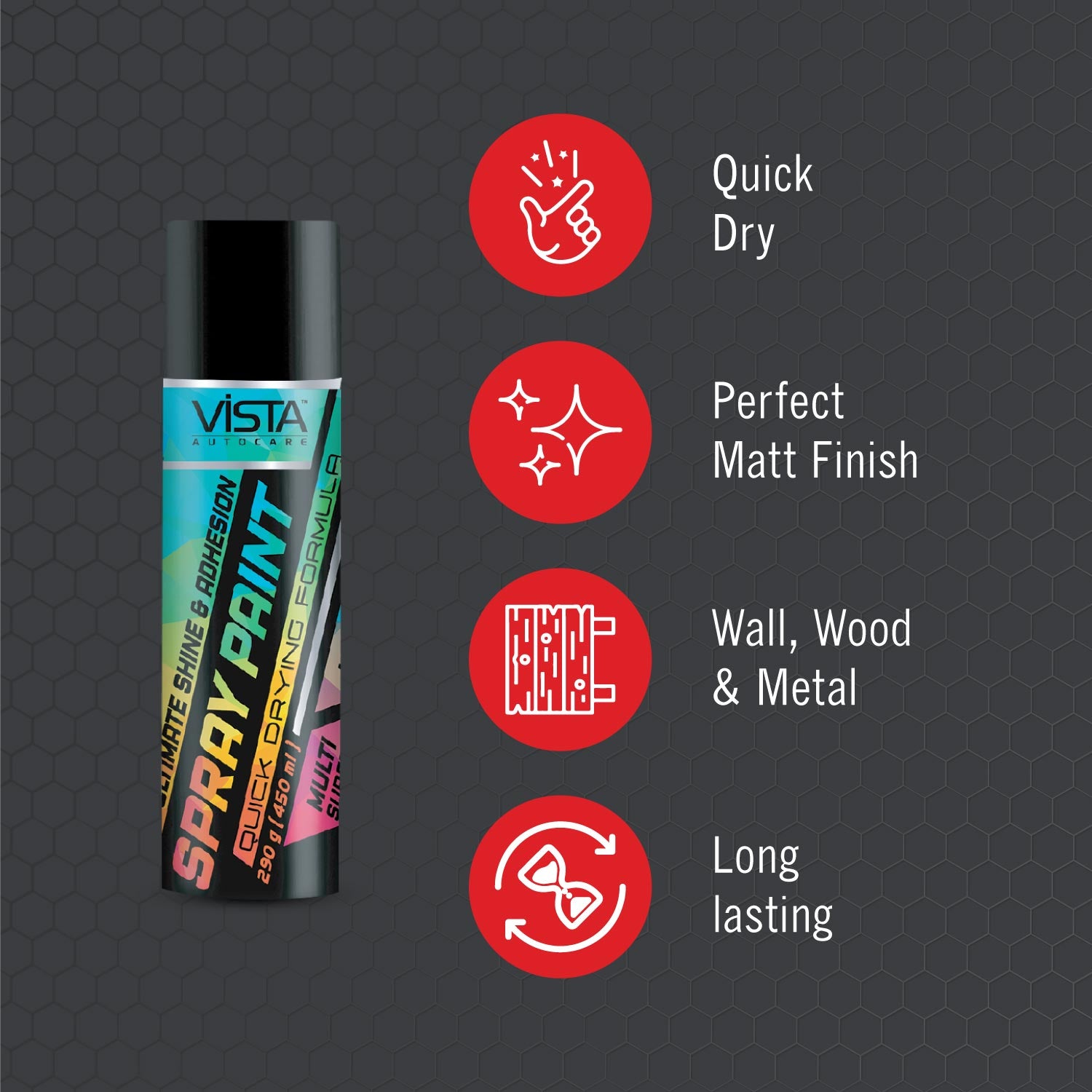 VISTA SPRAY PAINT BLACK MATTE 400 ml (290 g) - Image 5