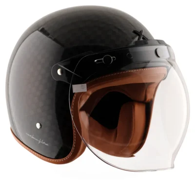Axor Jet Carbon Small Checks helmet with Bubble Visor - Image 3