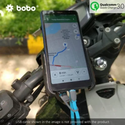 BOBO BM1 Jaw-Grip Bike Phone Holder (with fast USB 3.0 charger) Motorcycle Mobile Mount - Image 3
