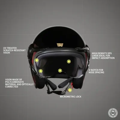 ROYAL ENFIELD JET OPEN FACE MLG NEO HELMET - BLACK & RED - Image 2
